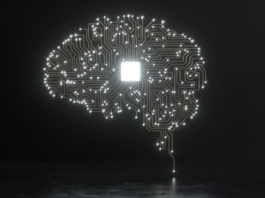 China’s brain-computer interface industry is racing ahead Digital image of artificial intelligence human brain on black background.