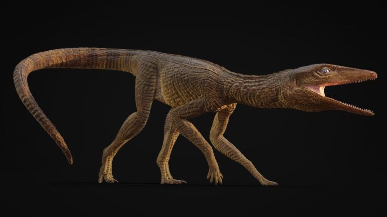Scientists Discover Unusual Long-Legged Ancient Crocodile From 200 Million Years Ago Life Reconstruction of Galahadosuchus Jonesi